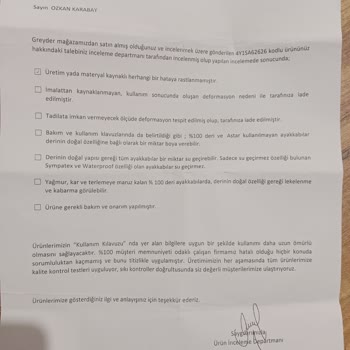 Greyder Ayakkabısındaki Üretim Hatası Mağduriyeti