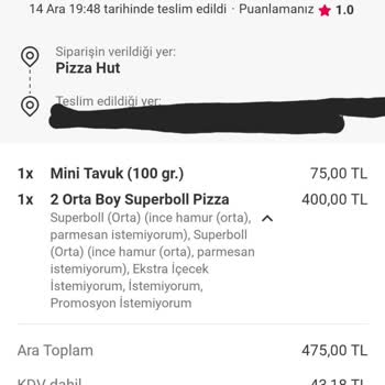 Pizza Hut İstinye'den Gelen Hayal Kırıklığı