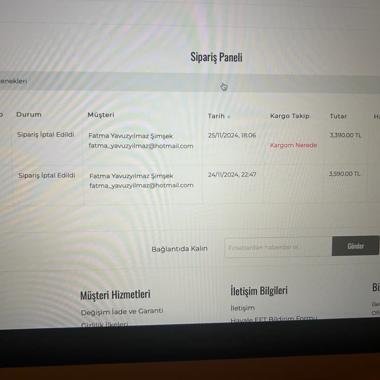 İptal Edilen Siparişin Ücreti Hala İade Edilmedi