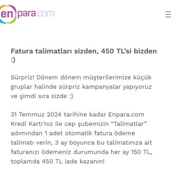 Enpara Kampanyasında Eksik Nakit İade Sorunu
