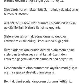 Eksik Ürün Ve İade Sorunu