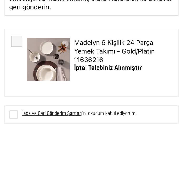 İptal Edilemeyen Sipariş Ve Kırık Ürünler