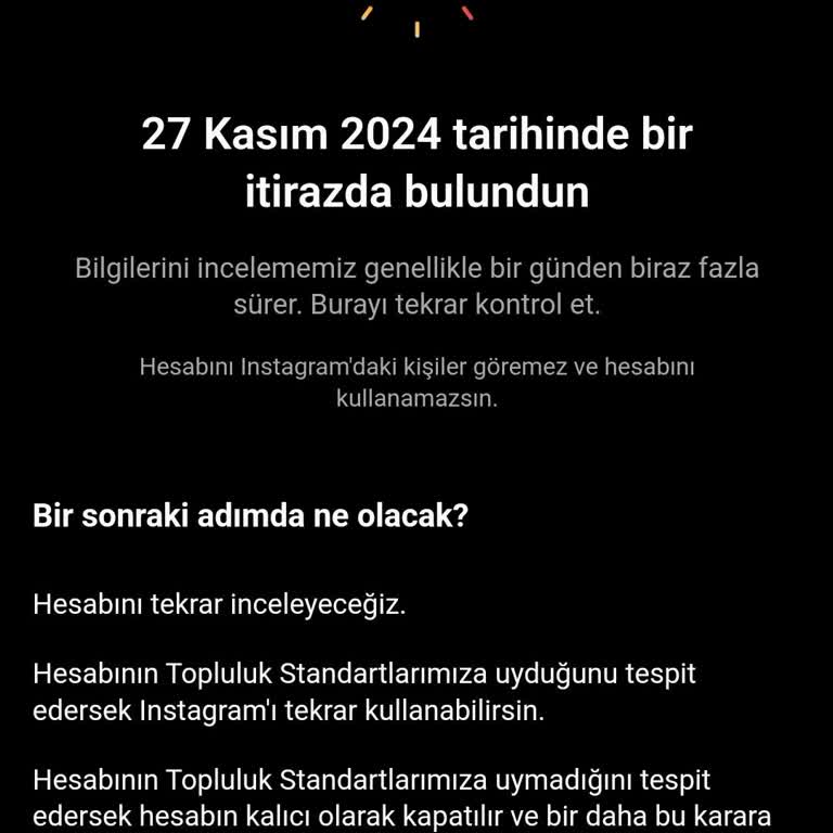 Haksız Yere Kapatılan Instagram Hesabımın Açılmasını İstiyorum!