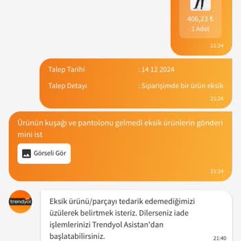 Eksik Gönderilen Ürün Ve Çözüm Üretilmemesi