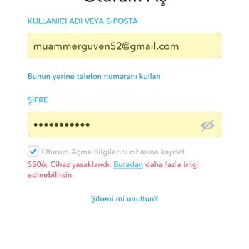 Snapchat Hesabıma Giriş Yapamıyorum SS06 Hatası