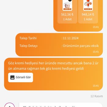 Eksik Ürün Gönderimi Ve Müşteri Hizmetleri Sorunu