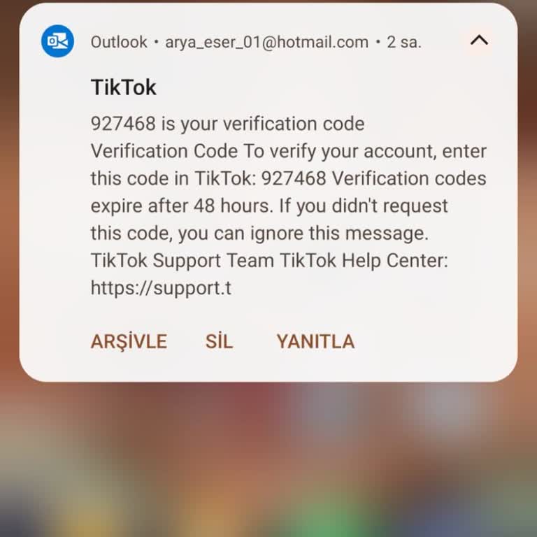 TikTok Hesabım Olmadan Gönderilen Doğrulama Kodu