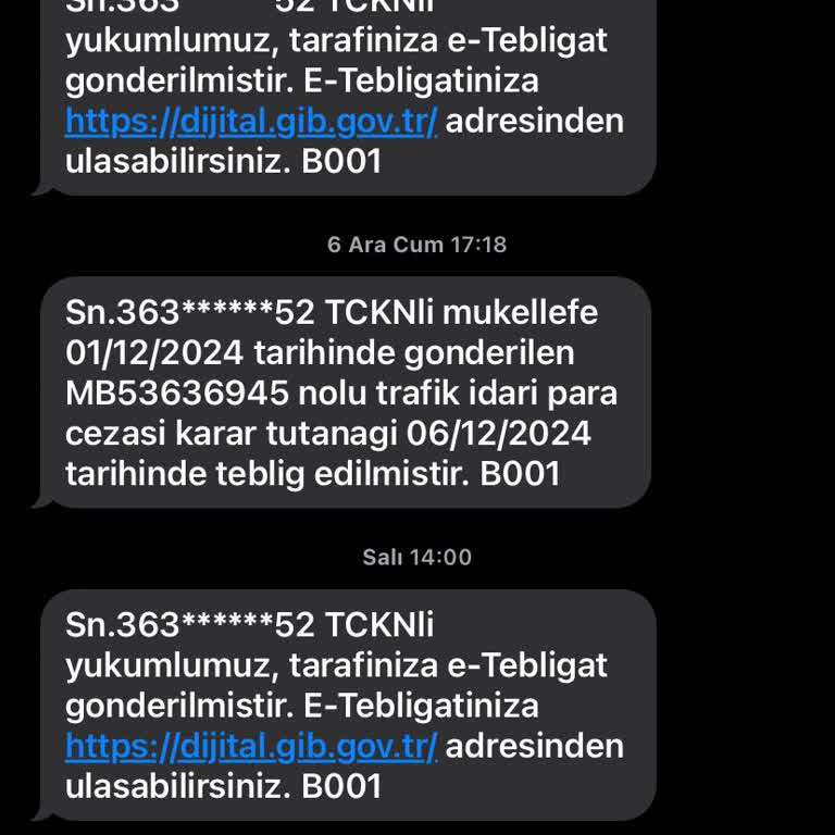 Yanlış TCKN İle Gelen Trafik Cezası Mesajları