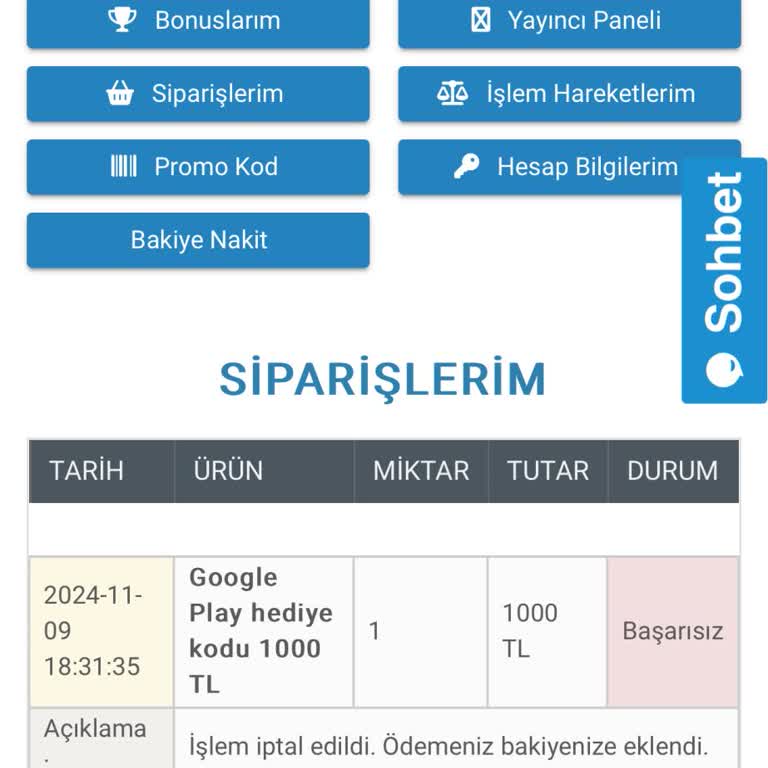 Google Play Hediye Kartı Alımında Yaşanan Sorun