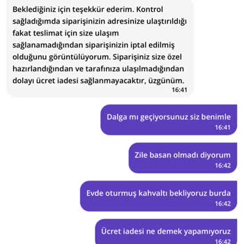 Getir Yemek Siparişim Teslim Edilmedi