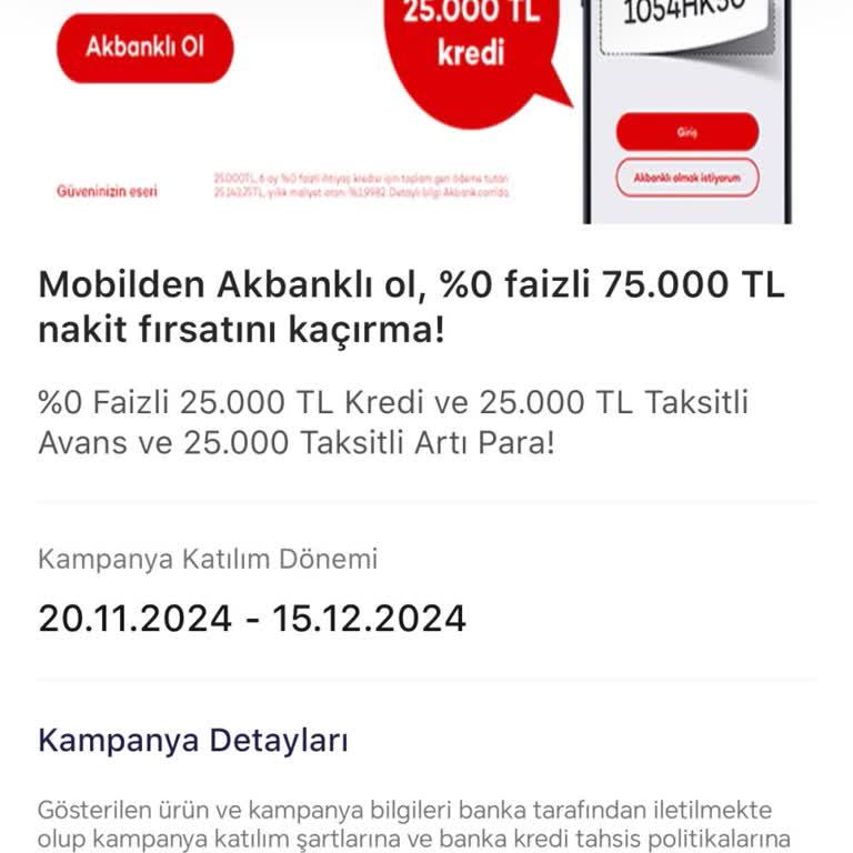 Akbank'ta Faizsiz Nakit Avans Hayal Kırıklığı