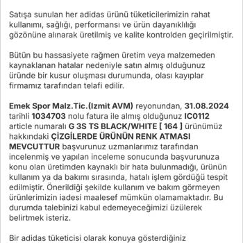 Adidas Eşofman Takımında Renk Değişimi Sorunu