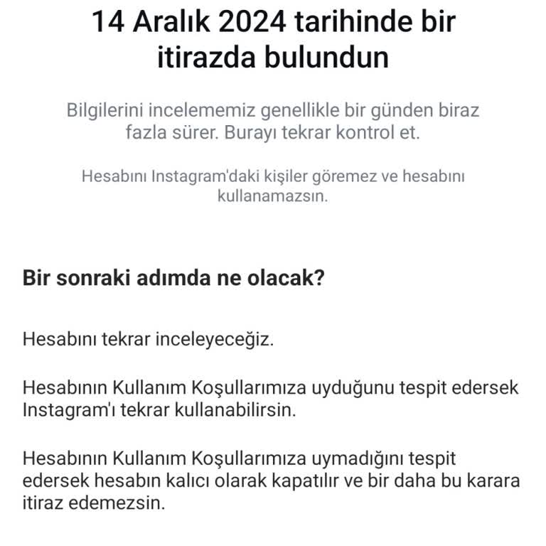 Haksız Yere Askıya Alınan Instagram Hesabımın Geri Açılmasını İstiyorum