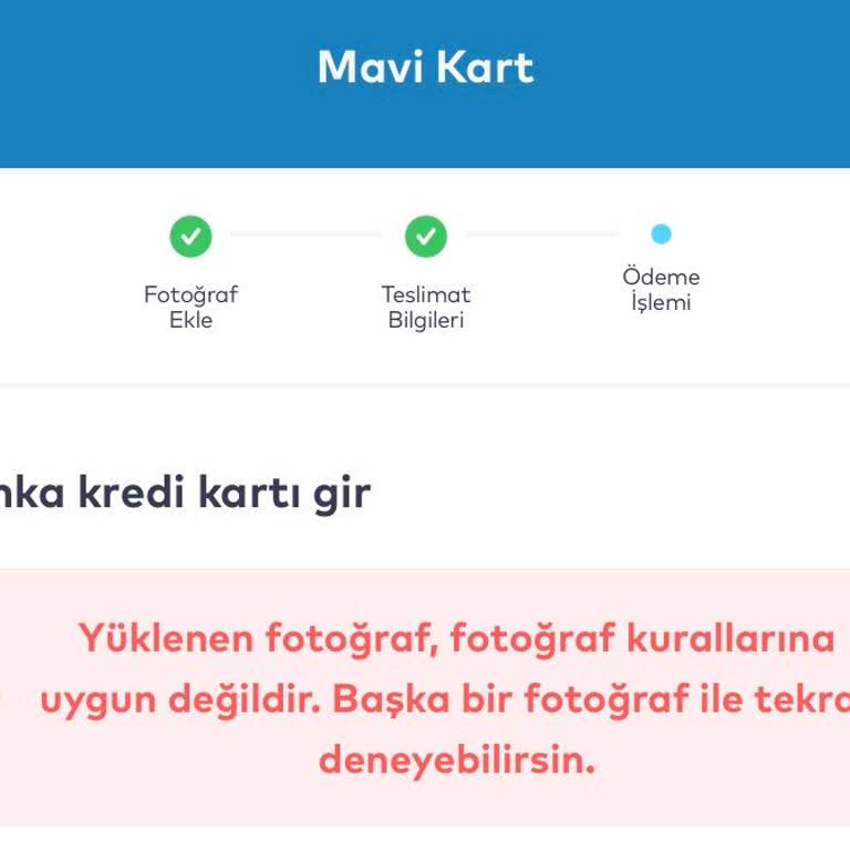 Mavi Kart Başvurusunda Fotoğraf Yükleme Sorunu