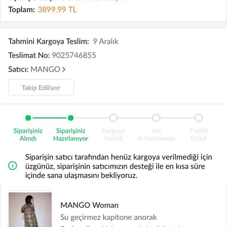 Trendyol'dan Aldığım Mango Mont Hâlâ Kargoya Verilmedi!