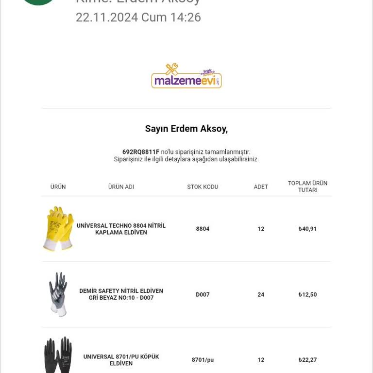 Eksik Ve Hatalı İş Eldivenleri