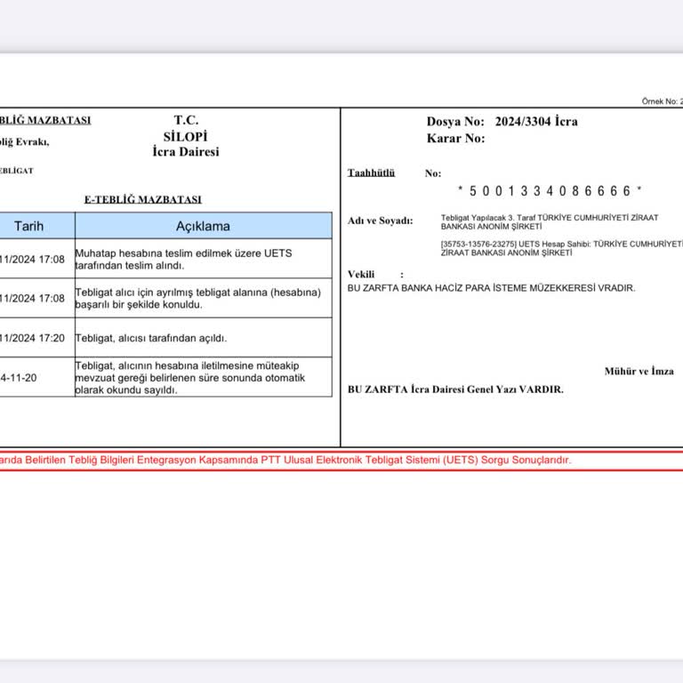 Ziraat Bankası'nın Haciz İşleminde Gecikme Ve Yanıtsızlık