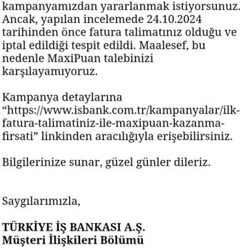 Otomatik Ödeme Talimatı Ve MaxiPuan Sorunu