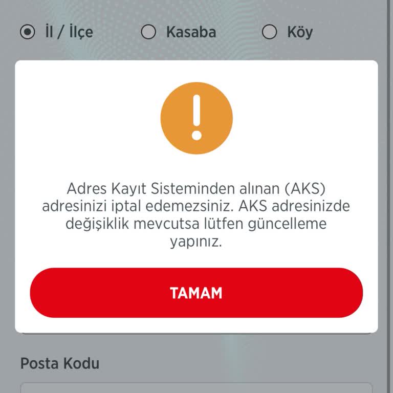 Ziraat Bankası Uygulamasında Adres Güncelleme Sorunu