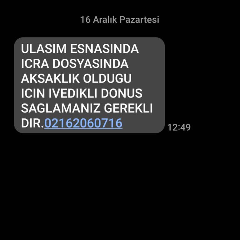 İcra İle İlgili Yanıltıcı SMS Hakkında