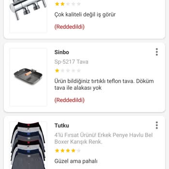 Trendyol'da Olumsuz Yorumların Yayınlanmaması Hakkında Şikayet