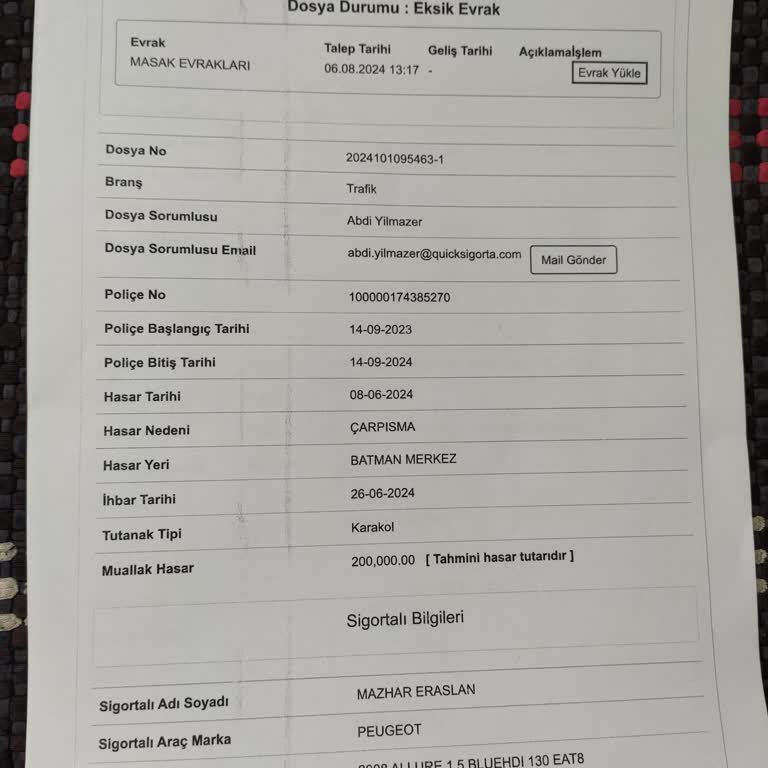 Quick Sigorta: İlerlemeyen Dosya Ve Müşteri Hizmetleri Sorunu