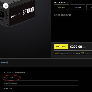 Eksik Güç Kablosu İle Gelen PSU