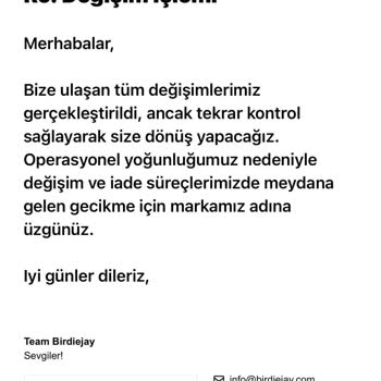 Birdiejay'den Süregelen Değişim Sorunu Ve Yetersiz Müşteri Hizmeti