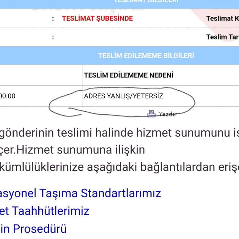 Aras Kargo Sultanbeyli Şubesinde Teslimat Sorunu