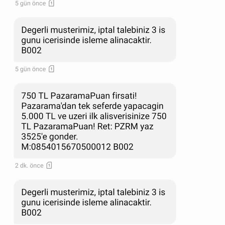 Pazarama'dan Israrla Gelen Mesajlar