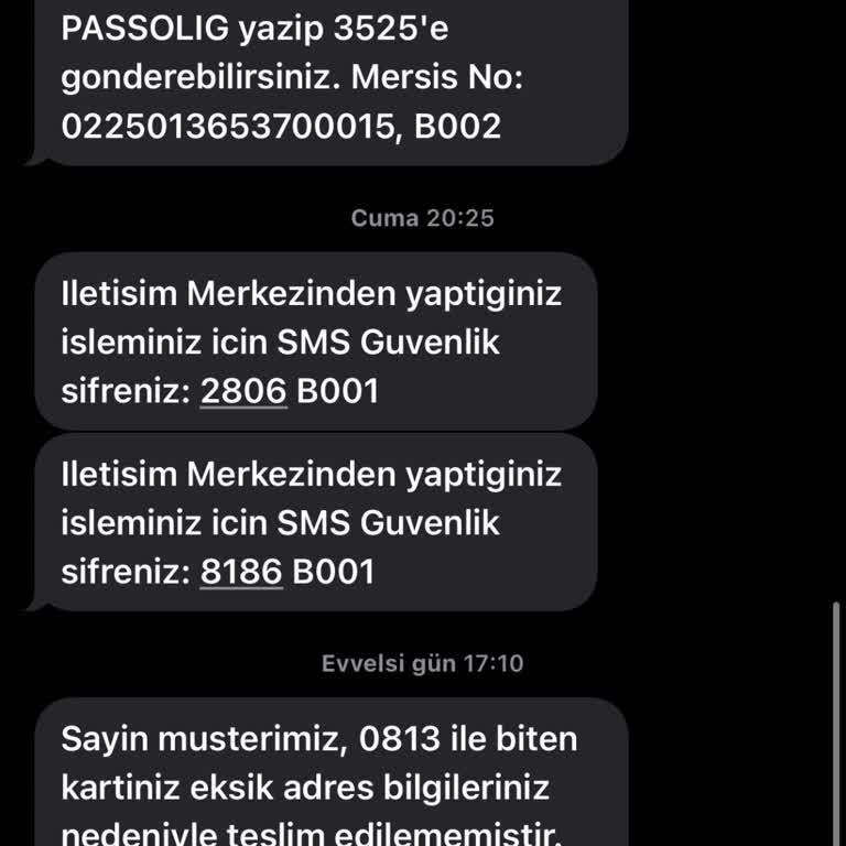 Eksik Adres Bilgisi Nedeniyle Teslim Edilemeyen Passolig Kartı