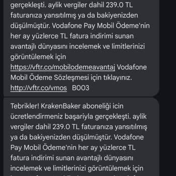 Vodafone Faturama Bilgim Dışında Yansıtılan Abonelikler