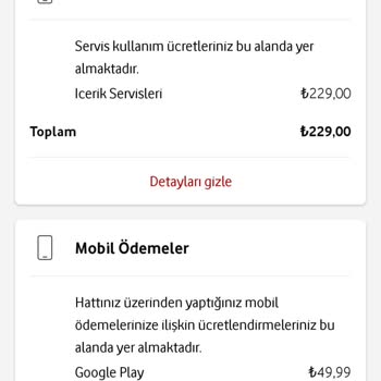Vodafone Faturama Bilgim Dışında Yansıtılan Abonelikler