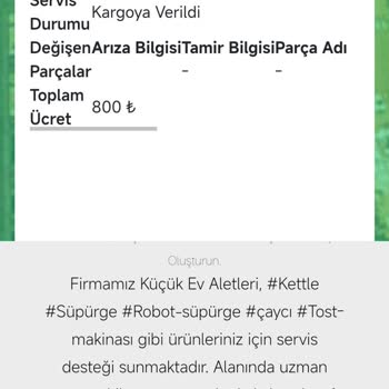 Garanti Kapsamında Olmayan Yüksek Ücretli Onarım Ve Kargo Ücreti Sorunu