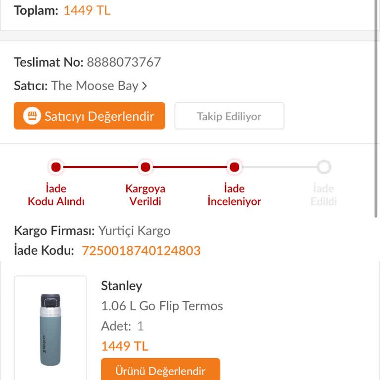 Stanley Termosun Sıcak Tutmama Sorunu Ve İade Sürecindeki Aksaklık!