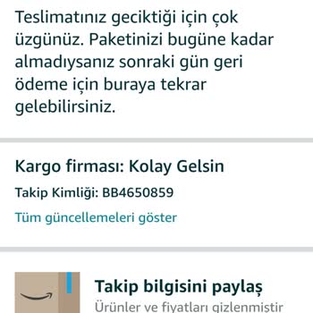 Amazon'dan Aldığım Ürün Teslim Edilmedi Ve İptal Edilemiyor