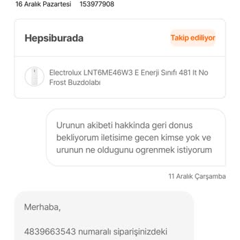 Hepsiburada'dan Aldığım Beyaz Eşyalar Hala Gelmedi