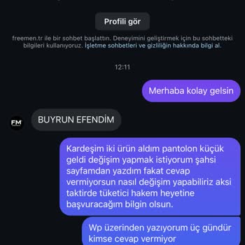 Freemen.tr Sipariş Değişiminde İletişim Sorunu