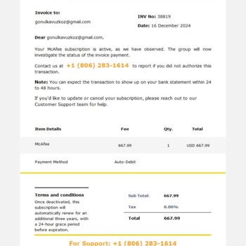 McAfee Üyeliği Olmadan Alınan Ücret Şoku