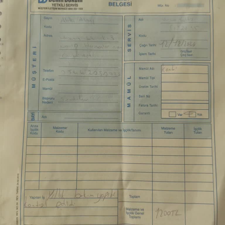 Kombi Bakımında Yetersiz Hizmet Ve Yüksek Ücret