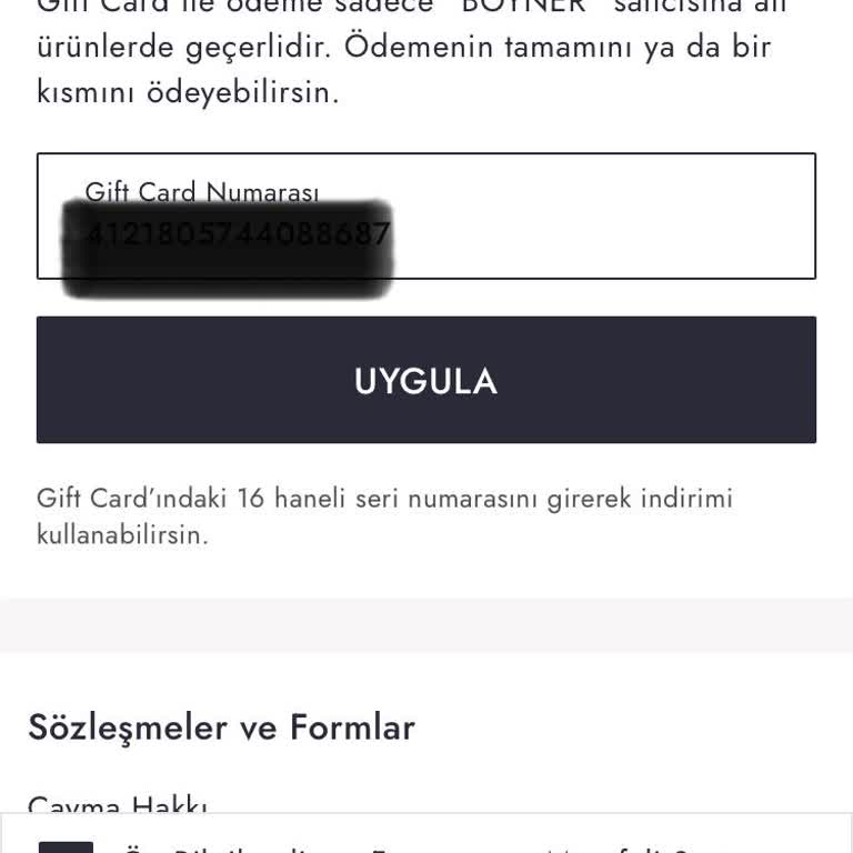 Boyner Mobil Uygulamasında Totem Kart Sorunu