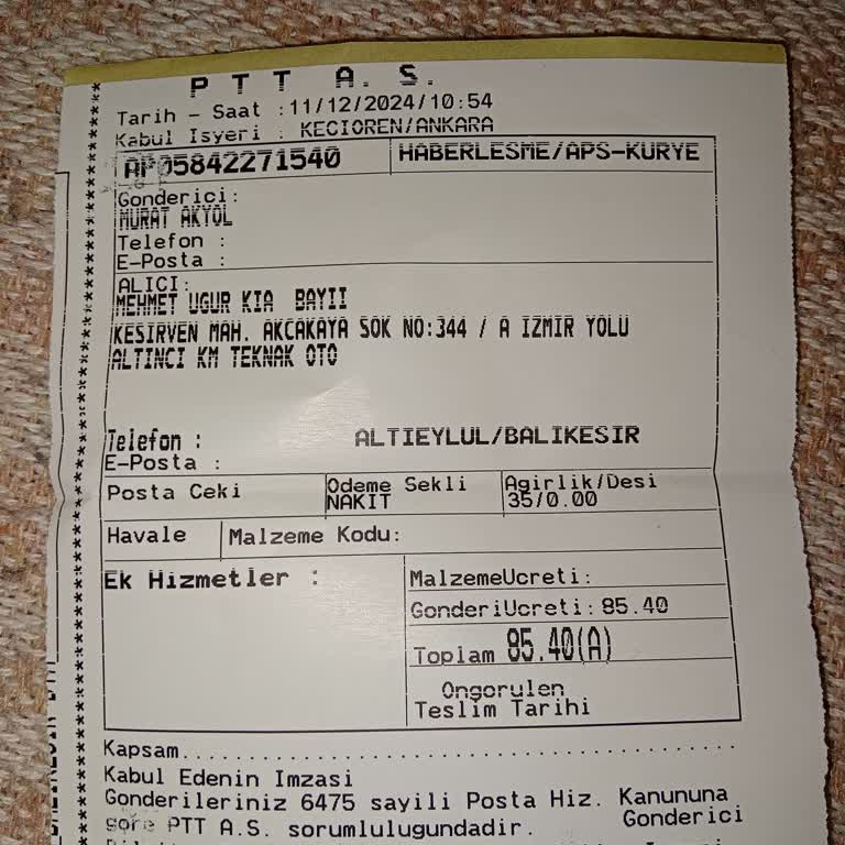 PTT Kargo'nun Yetersiz Bilgilendirmesi