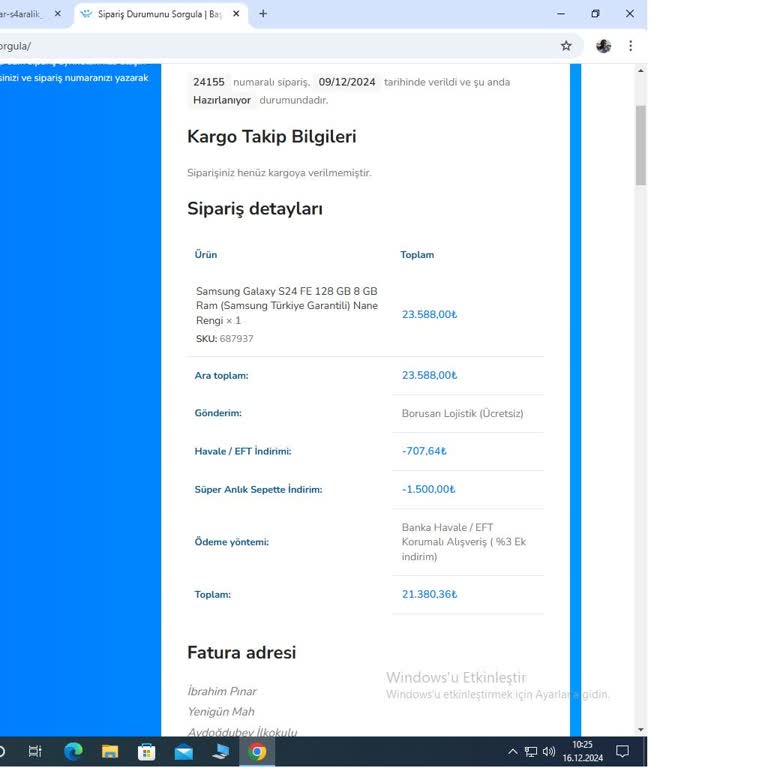 Sipariş Verdiğim Telefon Gönderilmedi, Ulaşamıyorum