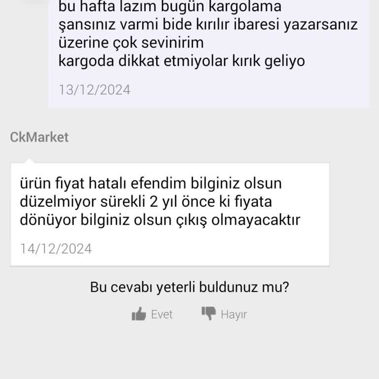 Ck Market Siparişlerinde Güven Sorunu