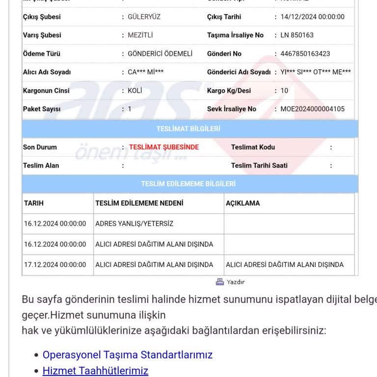 Yanlış Teslimat Ve Kötü Müşteri Hizmeti