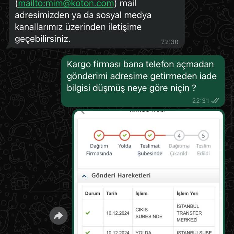 Koton'un Kargo Ve Müşteri Hizmetlerindeki Aksaklık