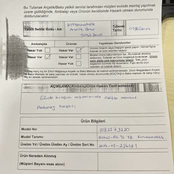 Hasarlı Ürün Teslimatı Ve Sorumluluk Alınmaması