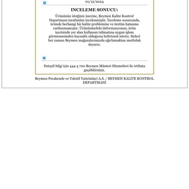 Beymen Ürün Kalitesi Ve Müşteri İlişkileri Hayal Kırıklığı