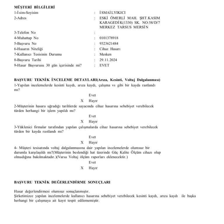 Garanti Kapsamı Dışında Bırakılan Kombi Arızası