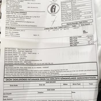 Yanlış Renkli Bot Teslimatı: İade Talebi